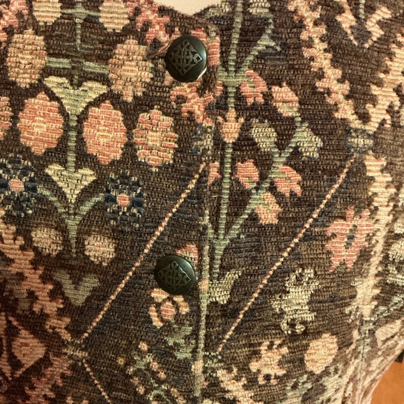 Vintage Tapestry Vest | Floral Geometric Button Front | Women’s Large - Picture 7 of 12